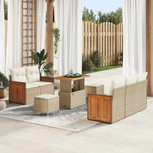 Tuinbankenset met kussen 10 pcs Beige en Crème poly rattan