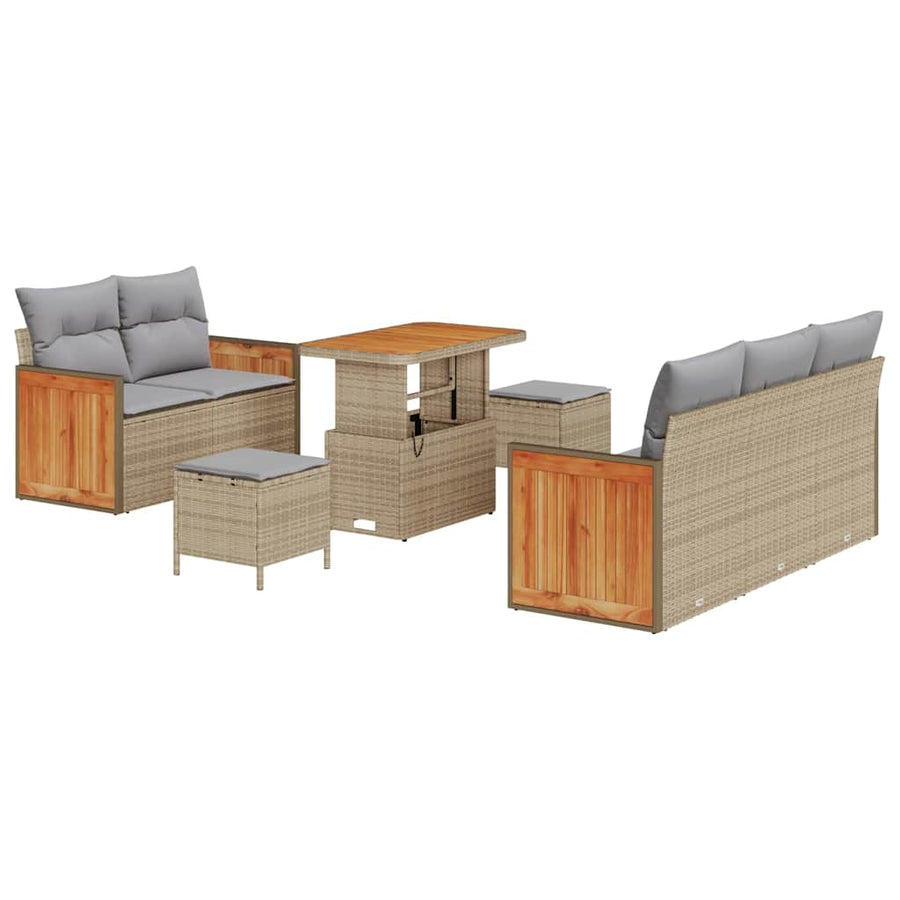 Tuinbankenset 10 pcs Beige en Licht Grijs poly rattan