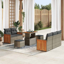 Tuinbankenset met kussen 10 pcs Grijs poly rattan