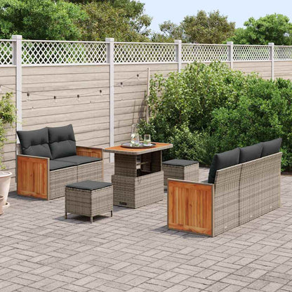 Tuinbankenset met kussen 10 pcs Grijs poly rattan