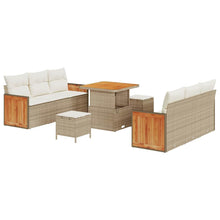 Tuinbankenset met kussen 11 pcs Beige en Crème poly rattan