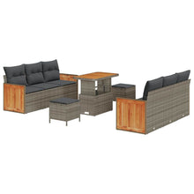 Tuinbankenset met kussen 11 pcs Grijs poly rattan