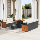 Tuinbankenset poly rattan zwart crème 80x80x71 cm