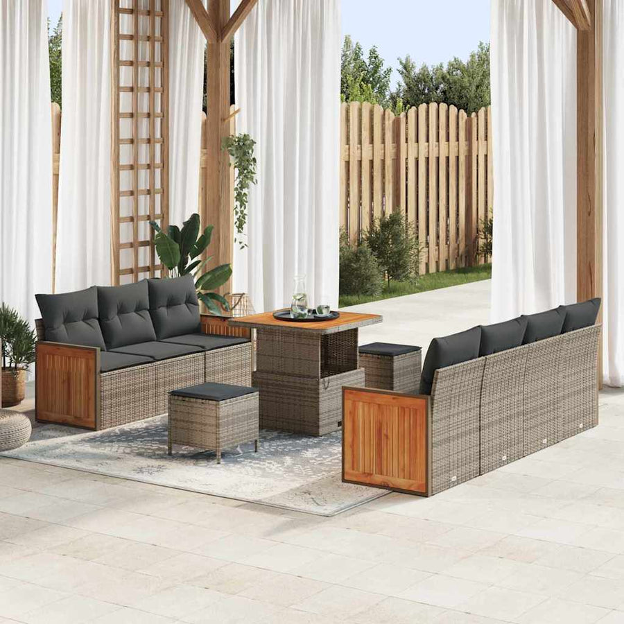 Tuinbankenset met kussen 13 pcs Grijs poly rattan