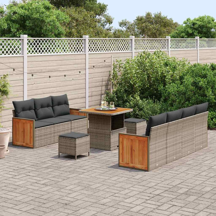 Tuinbankenset met kussen 13 pcs Grijs poly rattan