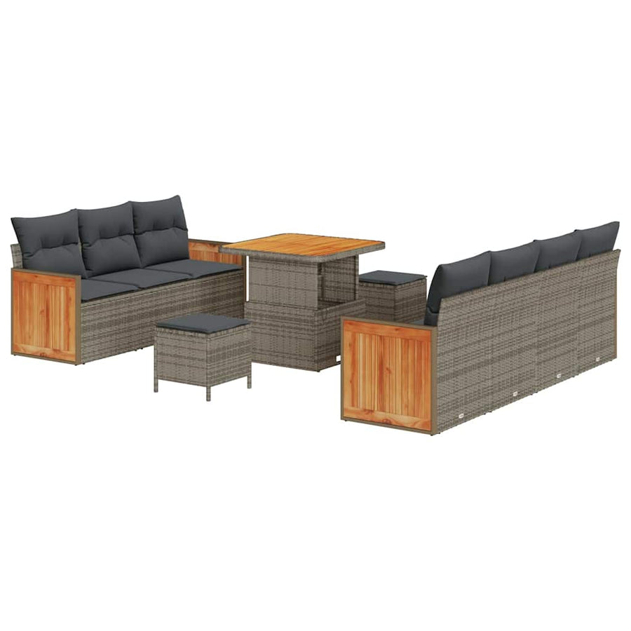 Tuinbankenset met kussen 13 pcs Grijs poly rattan