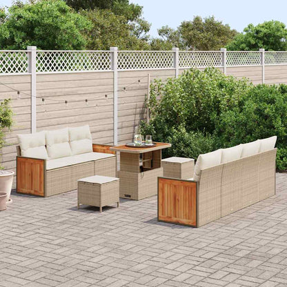 Tuinbankenset met kussen 13 pcs Beige en Crème poly rattan