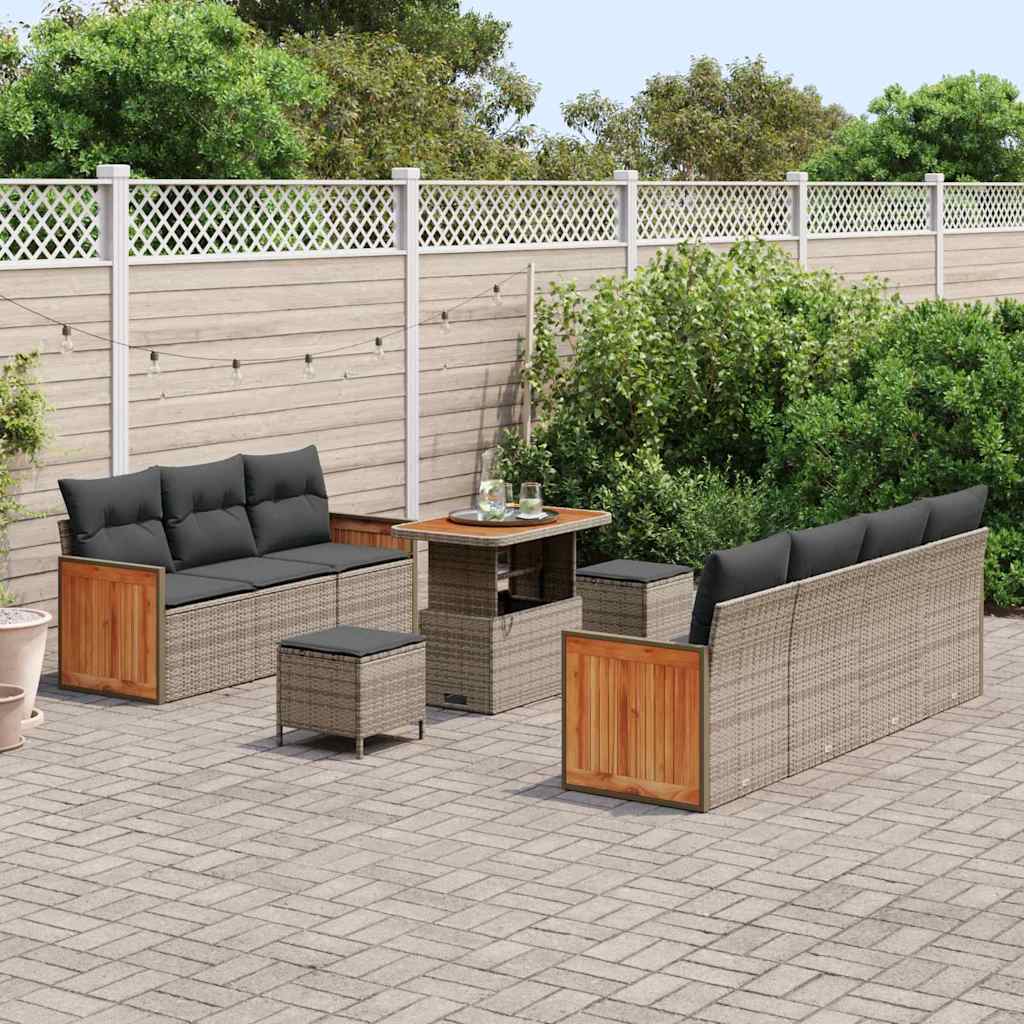 Tuinbankenset met kussen 13 pcs Grijs poly rattan