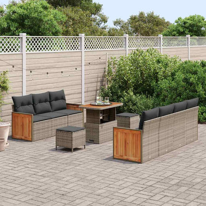 Tuinbankenset met kussen 13 pcs Grijs poly rattan