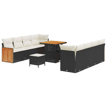 Tuinbankenset met kussen 12 pcs Zwart en Crème poly rattan