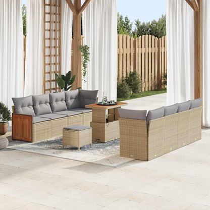 Tuinbankenset 12 pcs Beige en Licht Grijs poly rattan