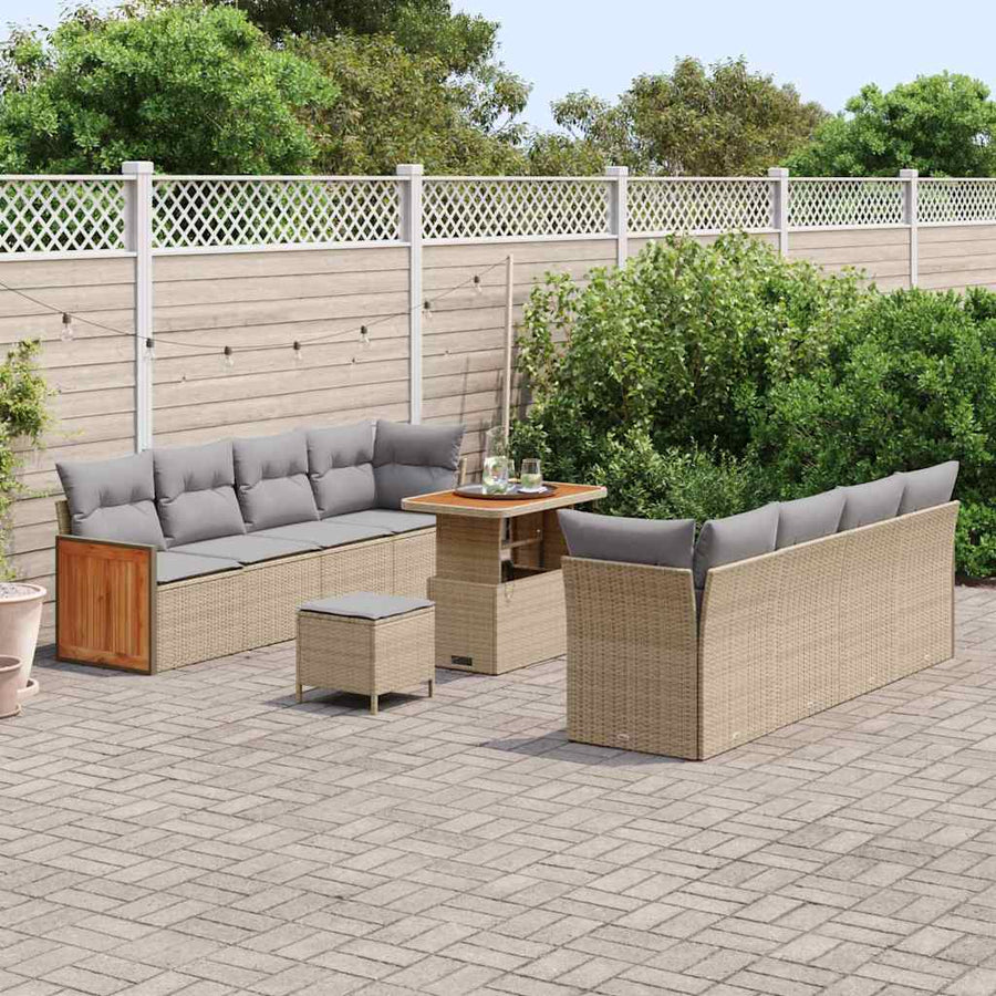 Tuinbankenset 12 pcs Beige en Licht Grijs poly rattan