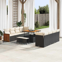 Tuinbankenset met kussen 12 pcs Zwart en Crème poly rattan