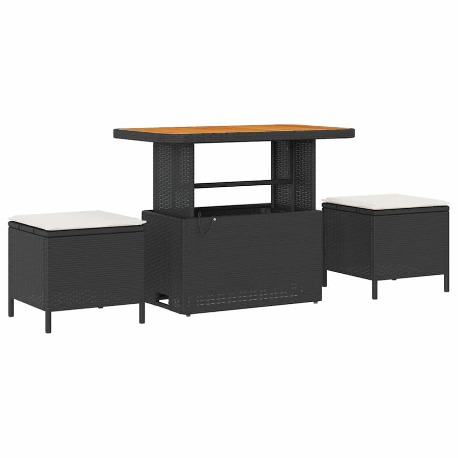 Tuinbankenset met kussen 13 pcs Zwart en Crème poly rattan