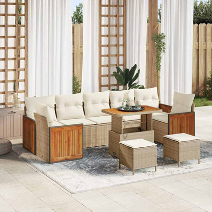 Tuinbankenset met kussen 13 pcs Beige en Crème poly rattan