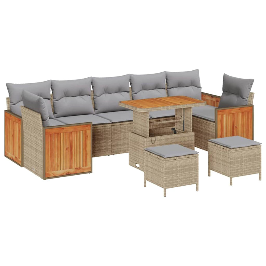 Tuinbankenset 13 pcs Beige en Licht Grijs poly rattan
