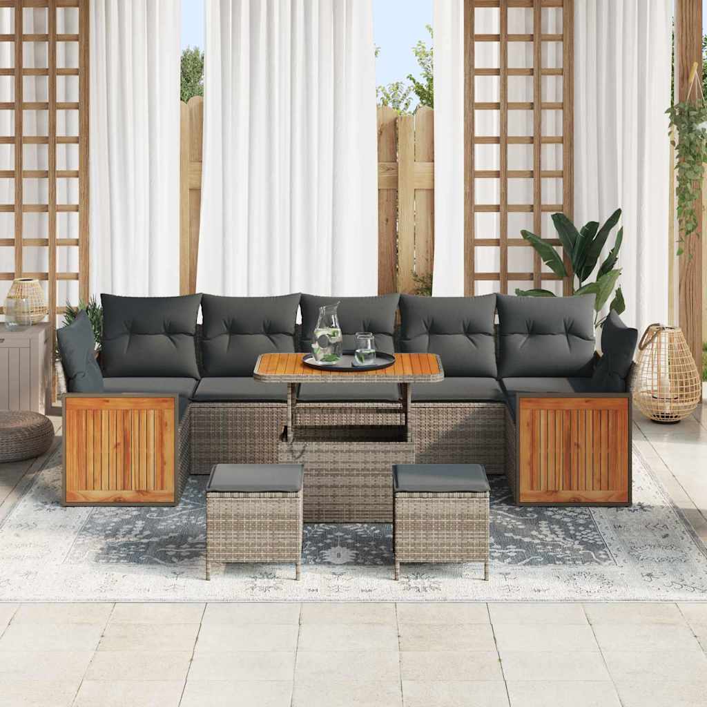 Tuinbankenset met kussen 13 pcs Grijs poly rattan