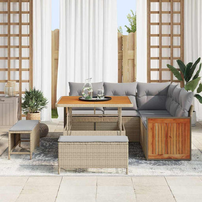 Tuin Sofa Set 8 pcs Beige en Lichtgrijs poly rattan
