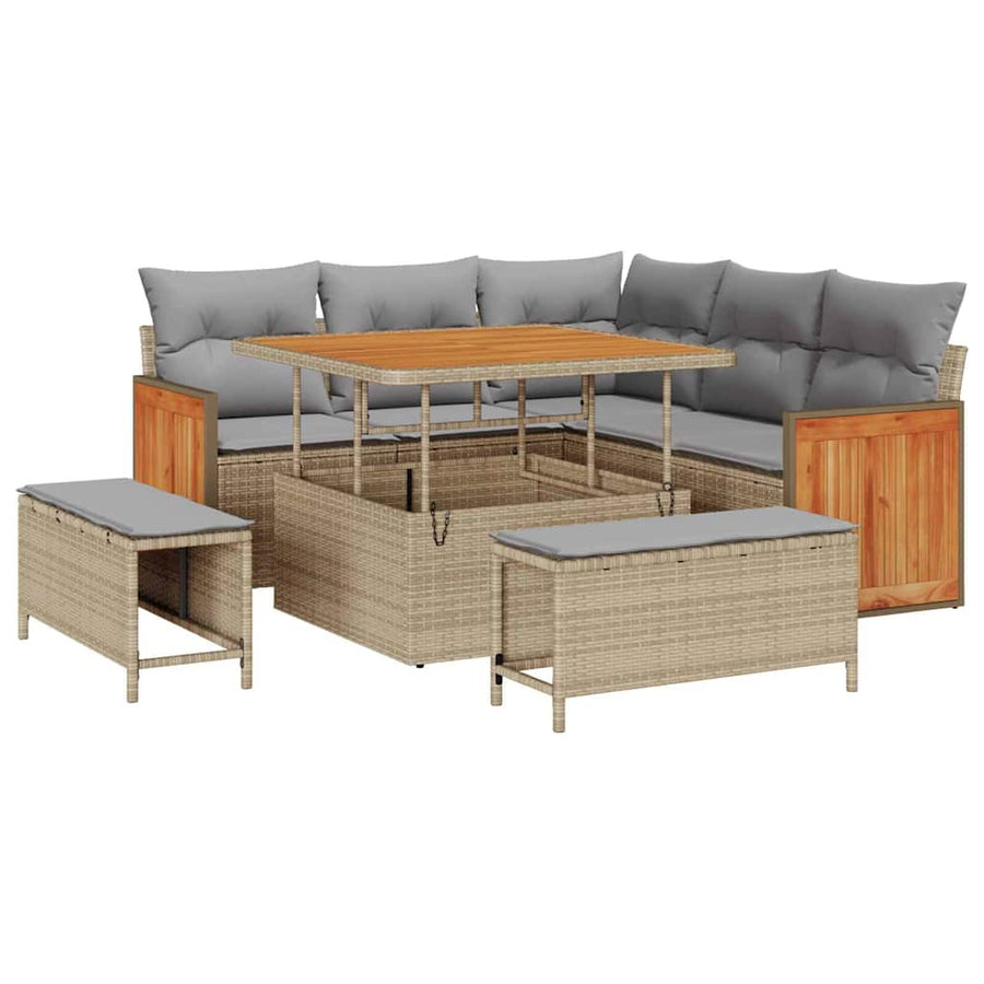 Tuin Sofa Set 8 pcs Beige en Lichtgrijs poly rattan