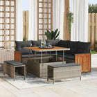 Poly Rattan Garden Lounge Set with Cushions 9 pcs Grey