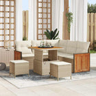 Tuinbankenset poly rattan beige crème met acaciahout