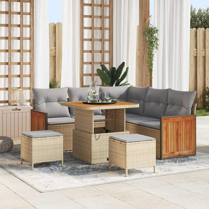 Tuin Sofa Set 8 pcs Beige en Lichtgrijs poly rattan