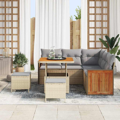 Tuin Sofa Set 8 pcs Beige en Lichtgrijs poly rattan