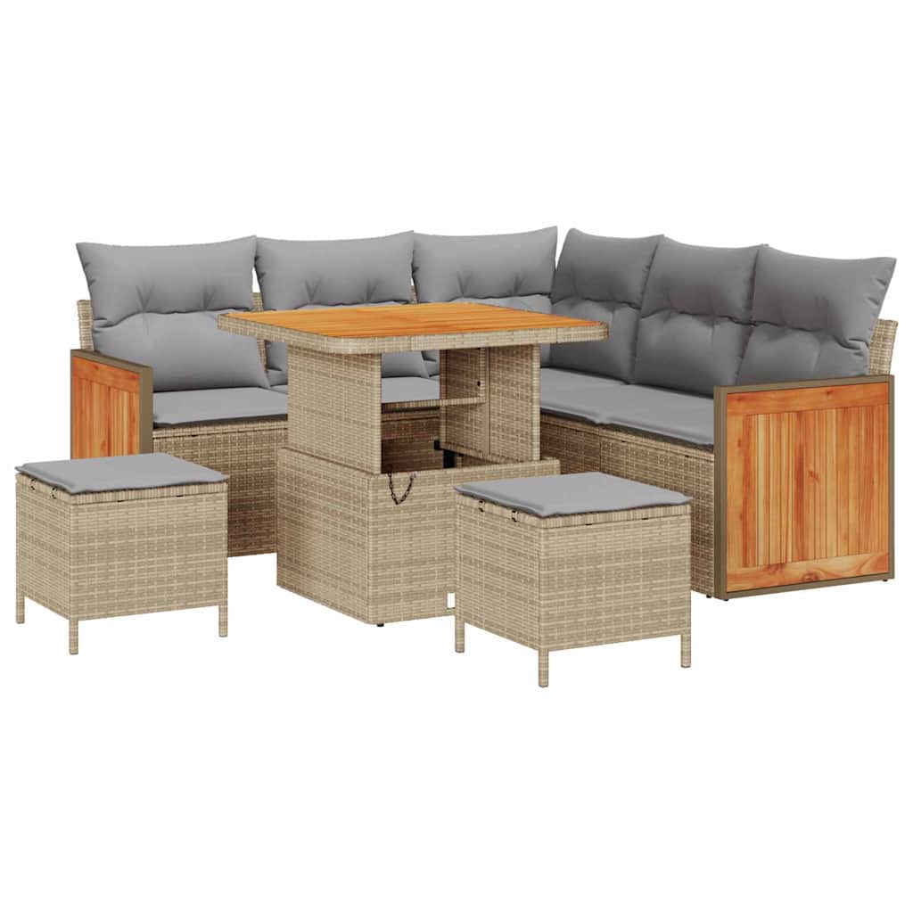 Tuin Sofa Set 8 pcs Beige en Lichtgrijs poly rattan