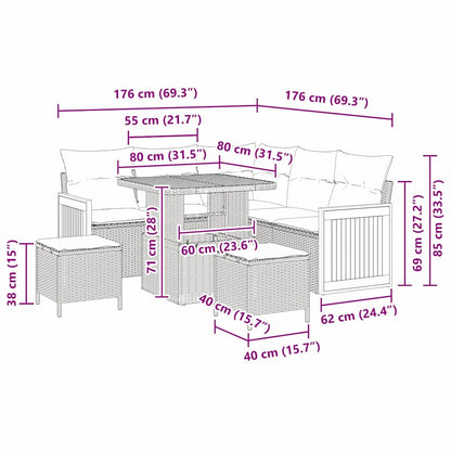 Tuin Sofa Set 8 pcs Beige en Lichtgrijs poly rattan