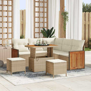 Tuinbankenset poly rattan 9 pcs beige crème