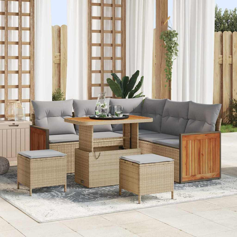 Tuin Sofa Set 8 pcs Beige poly rattan