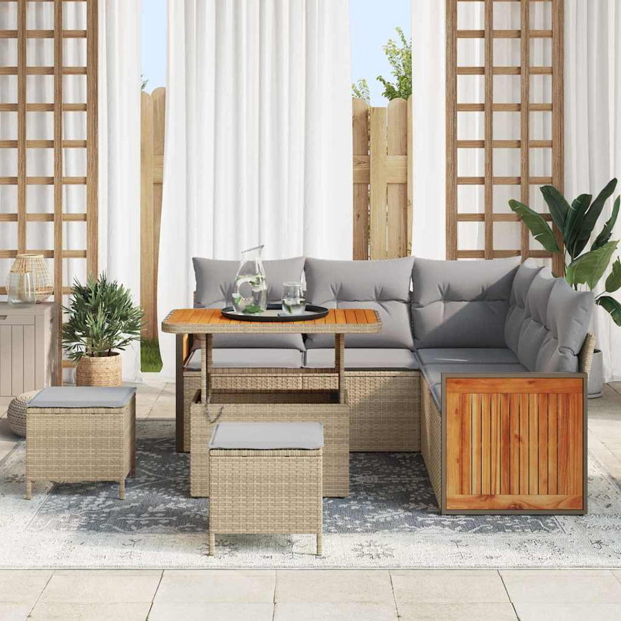 Tuin Sofa Set 8 pcs Beige poly rattan