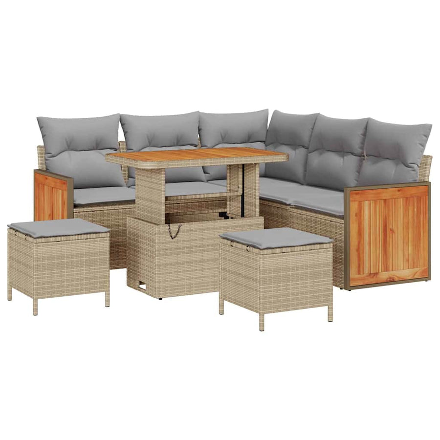 Tuin Sofa Set 8 pcs Beige poly rattan