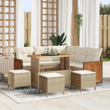 Tuinbankenset met kussen 9 pcs Beige en Crème poly rattan