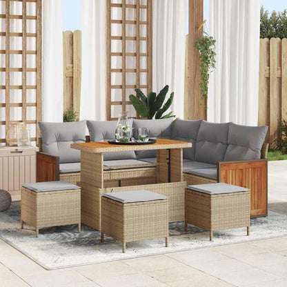 Tuin Sofa Set 8 pcs Beige en Lichtgrijs poly rattan
