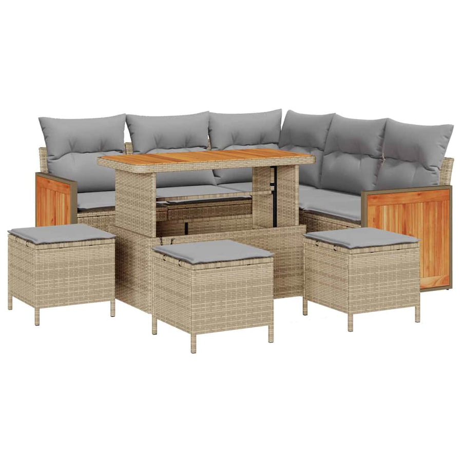 Tuin Sofa Set 8 pcs Beige en Lichtgrijs poly rattan