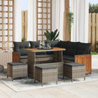 Poly Rattan Garden Lounge Set with Cushions 9 pcs Grey