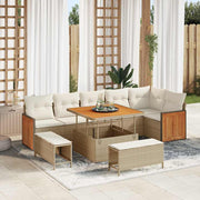 Tuinbankenset poly rattan beige crème 100x100x71 cm