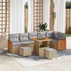 Tuinbankenset poly rattan beige lichtgrijs 9-delig