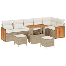 Tuinbankenset met kussen 11 pcs Beige en Crème poly rattan