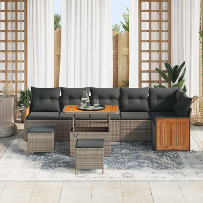 Tuinbankenset met kussen 11 pcs Grijs poly rattan