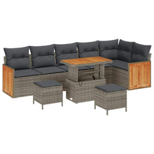 Tuinbankenset met kussen 11 pcs Grijs poly rattan