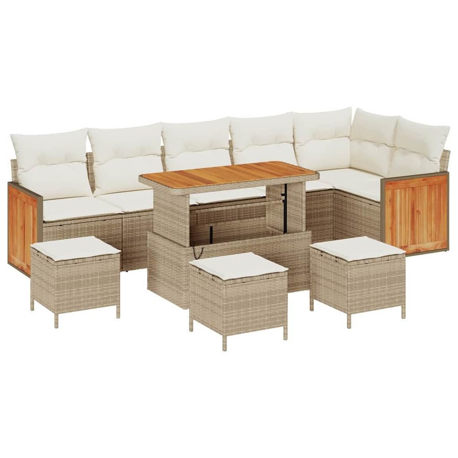 Tuinbankenset met kussen 12 pcs Beige en Crème poly rattan
