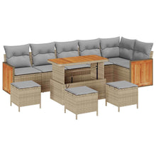 Tuin Sofa Set 10 Pcs Poly Rattan 110 cm tafellengte beige en lichtgrijs