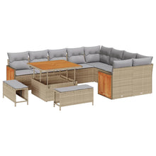 Tuinbankenset 13 pcs Beige en Licht Grijs poly rattan