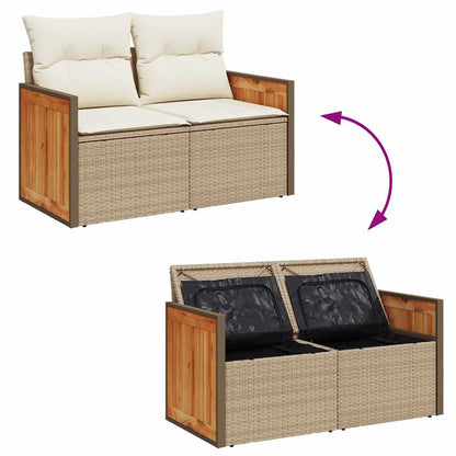 Tuinbankenset met kussen 13 pcs Beige en Crème poly rattan