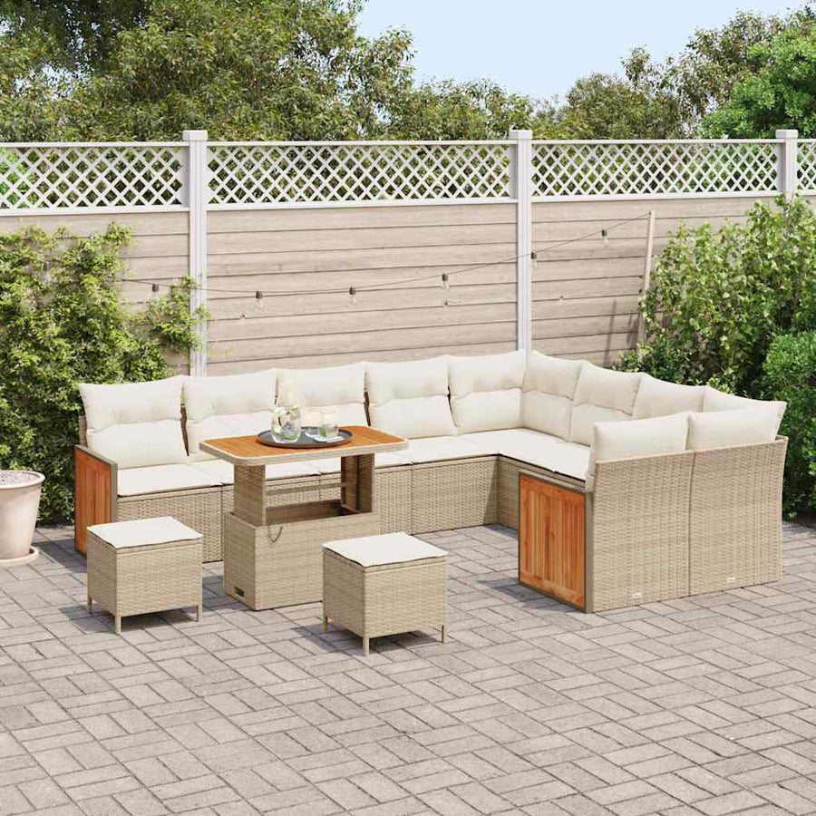 Tuinbankenset 13 st 9-Aantal zitplaatsen Beige en Crème
