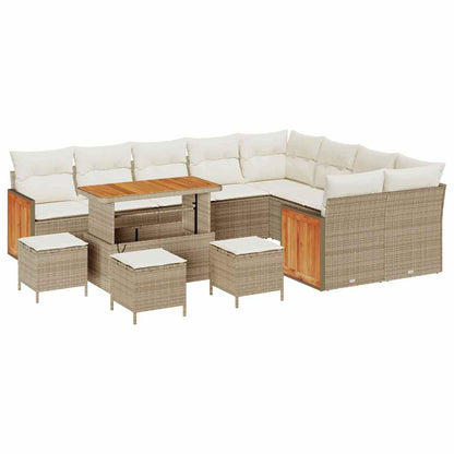 Tuinbankenset 14 st 10-Aantal zitplaatsen Beige en Crème