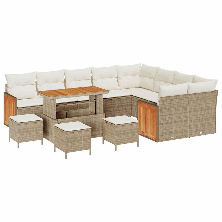 Tuinbankenset 14 st 10-Aantal zitplaatsen Beige en Crème