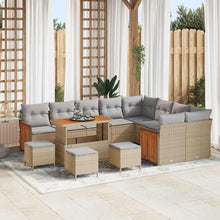 Tuinbankenset 14 pcs Beige en Licht Grijs poly rattan